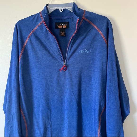 Orvis Trout Bum Sweatshirt 1/4 Zip Adult Size Medium Hiking Fishing Cotton Blend - Picture 2 of 5